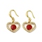 Heart Rack Plating Brass Micro Pave Cubic Zirconia Dangle Earrings for Women, with Enamel, Long-Lasting Plated, Cadmium Free & Lead Free, Real 18K Gold Plated, 36x20mm