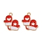 Alloy Enamel Pendants, Christmas Theme, Light Gold, Gloves, 19.5x17x1.2mm, Hole: 1.6mm