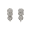 Brass Micro Pave Clear Cubic Zirconia Stud Earring Findings, Platinum, 14x6mm, Hole: 0.9mm, Pin: 10x1mm