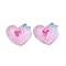 Transparent Epoxy Resin Decoden Cabochons, with Paillettes, Heart with Bowknot, 18.5x21x9.5mm