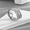 304 Stainless Steel Crystal Rhinestone Finger Rings, Stainless Steel Color, US Size 8(18.1mm)
