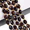 Natural Orange Garnet Beads Strands, Faceted, Oval, with Seed Beads, 8~9x6~8mm, Hole: 1~1.2mm, about 36~38pcs/strand, 14.96~15.35 inch(38~39cm)