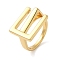 Brass Letter E Geometric Open Cuff Rings for Women, Cadmium Free & Lead Free, Golden, 13mm, Inner Diameter: 16mm