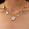 304 Stainless Steel Pendant Bib Necklaces for Women, Golden, Clock, 15.75 inch(40cm)