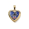 304 Stainless Steel Locket Pendants, Ion Plating(IP), Heart with Pattern Charms, Blue, 25x22.5x5.5mm, Hole: 8x4mm, Inner Diameter: 16.5x16.5mm