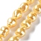 Electroplated Glass Imitation Pearl Beads Strands, Nuggets, Gold, 15x12~12.5x12~12.5mm, Hole: 1mm, about 27pcs/strand, 15.75~15.94 inch(40~40.5cm)
