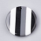 Resin Pendants, Flat Round with Stripe Pattern, Black, 29.5x4mm, Hole: 1.5mm