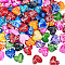 100Pcs Spray Painted Drawbench Acrylic Beads, Heart, Mixed Color, 15x17x8~8.5mm, Hole: 2mm