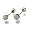 201 Stainless Steel Ear Plugs Gauges, with Natural Green Aventurine and 304 Stainless Steel Pin, Round, 15x4mm