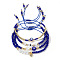 4Pcs Adjustable Evil Eye Glass Braided Bead Bracelet Sets for Women, Blue, 11 inch(28cm)