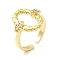 Clear Cubic Zirconia Oval Open Cuff Ring for Women, Cadmium Free & Lead Free, Real 18K Gold Plated, US Size 7(17.3mm)