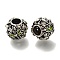 Rack Plating Alloy Enamel European Beads, Large Hole Beads, Round with Dragonfly, Antique Silver, 12x11x9.5mm, Hole: 5mm