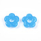 Handmade Lampwork Beads, Flower, Deep Sky Blue, 15~16x16x3.5~4.5mm, Hole: 4.5~5mm