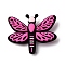 Silicone Beads, Dragonfly, Fuchsia, 30x36x9mm, Hole: 2mm