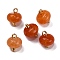 Natural White Jade Dyed Saucer Charms with Rack Plating Golden Tone Brass Bails, Orange Red, 12x10mm, Hole: 1.5~1.6mm