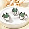 Natural Green Aventurine Wings Adjustable Rings, Antique Silver Brass Ring, Rack Plating, Lead Free & Cadmium Free, US Size 7 1/4(17.5mm)