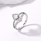 Brass Micro Pave Cubic Zirconia Double Layer Finger Rings, Teardrop, Silver, Teardrop: 14mm, US Size 9(18.9mm)