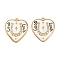 304 Stainless Steel Enamel Pendants, Heart with Horseshoe & Word Good Luck, with Rhinestone, Real 18K Gold Plated, Vacuum Plating, White, 24.5x22.5x3.5mm, Hole: 1.6mm