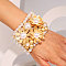 Flower Alloy & ABS Plastic Pearl Bangles for Women, Golden, Inner Diameter: 2-3/8 inch(6cm)