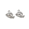 Brass Pendants, Fish Charms, Platinum, 9x11x5mm, Hole: 1mm