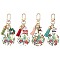 4Pcs 4 Styles Christmas Transparent Epoxy Resin Pendant Decoration, with Alloy Swivel Clasps and Faux Suede Tassel, Mixed Color, 98mm, 1pc/style