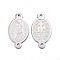 Tarnish Resistant 304 Stainless Steel Links connectors, Oval with Virgin, Stainless Steel Color, 15x8x0.8mm, Hole: 1mm