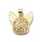 Brass Micro Pave Clear Cubic Zirconia Pendants, with Sythetic Opal, Dog, Real 18K Gold Plated, 17x17x5mm, Hole: 4x3.5mm