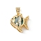 Brass Micro Pave Cubic Zirconia Fish Charms, Nickel Free, Real 18K Gold Plated, Sea Green, 15x14.5x8mm, Hole: 6.5x3.5mm