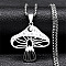 201 Stainless Steel Hollow Moon Star Mushroom Pendant Necklaces for Women, Non-Tarnish, Stainless Steel Color, 23.62 inch(60cm)