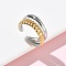 304 Stainless Steel Cuff Open Rings, Ion Plating(IP), Golden & Stainless Steel Color, Adjustable, 9.5mm