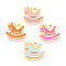 304 Stainless Steel Enamel Charms, Hobbyhorse Charm, Ion Plating(IP), Real 14K Gold Plated, Mixed Color, 8x10x0.9mm, Hole: 1mm