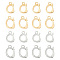 24Pcs 4 Styles Rack Plating Brass Fold Over Clasps, Long-Lasting Plated, Platinum & Real 18K Gold Plated, 10~12x7~7.7x2.5mm, Hole: 1.2~1.4mm, 6pcs/style