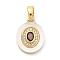 Brass Micro Pave Cubic Zirconia Pendents, with Shell and Glass Charms, Real 18K Gold Plated, 14.5x11x2.5mm, Hole: 5x2.5mm