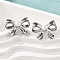304 Stainless Steel Stud Earrings, with Freshwater Pearl Beads, Bowknot, Stainless Steel Color, 28x20.5mm