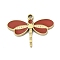 304 Stainless Steel Pendants, with Enamel, Dragonfly Charm, Real 14K Gold Plated, Red, 11.5x16x1.7mm, Hole: 1.2mm