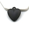 Plastic Pendants, Heart, Black, 35x32mm
