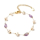 Natural Gemstone & Pearl Beaded Bracelet BJEW-JB08293-3