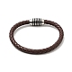 Leather Braided Cord Bracelet with 304 Stainless Steel Magnetic Column Clasps for Men Women BJEW-C021-02-P-3