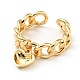 Brass Heart Charm Open Cuff Ring KK-D080-09G-2