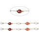 Pépite d'agate rouge naturelle & chaîne de perles imitation verre CHS-C006-02A-2