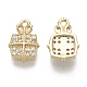 Brass Micro Pave Clear Cubic Zirconia Charms X-KK-S348-526-NF-2