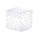 水玉柄の透明なPVC正方形の好意ボックスキャンディトリートギフトボックス  結婚披露宴のベビーシャワーの荷箱のため  透明  15x10.05x0.04cm  ボックスサイズ：5x5x5cm  30個/セット CON-BC0006-22-1