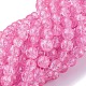 Fili di perle di vetro craquelé rotonde rosa caldo da 8 mm per la creazione di gioielli X-CCG-Q001-8mm-02-1