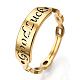 Ionenplattierung (IP) 304 verstellbarer Ring aus Edelstahl mit Wort „Glück“ für Damen RJEW-T027-13G-1