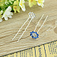 Lady's Hair Accessories Silver Color Iron Rhinestone Flower Hair Forks PHAR-S194-01-1