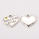 Wedding Theme Antique Silver Tone Tibetan Style Alloy Heart with Father of the Bride Rhinestone Charms TIBEP-N005-19E-1