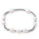 4 Uds. Conjunto de pulseras elásticas con cuentas de latón y perlas naturales de 4 estilos para mujer BJEW-JB09662-02-3