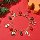 Christmas Sock & Tree & Snowflake Alloy Enamel Charm Bracelets BJEW-JB09526-2