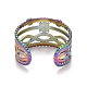 Rainbow Color Ion Plating(IP) 304 Stainless Steel Snowflake Open Cuff Ring for Women RJEW-A005-22MC-3