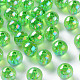 透明なアクリルビーズ  ABカラーメッキ  ラウンド  芝生の緑  12x11mm  穴：2.5mm  約566個/500g MACR-S370-B12mm-734-1